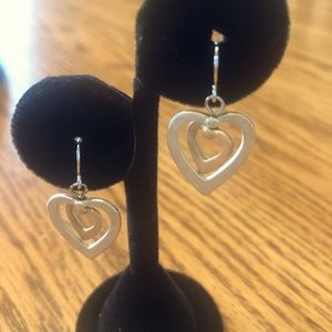 Womens two toned  2 heart earrings